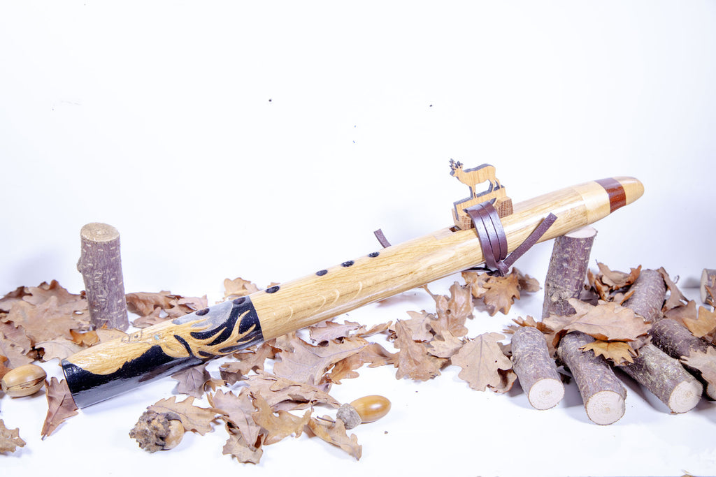 Hand Finished Oak, Ash & Mahogany (Deer Spirit) Flute in the Key of B flat 440Hz