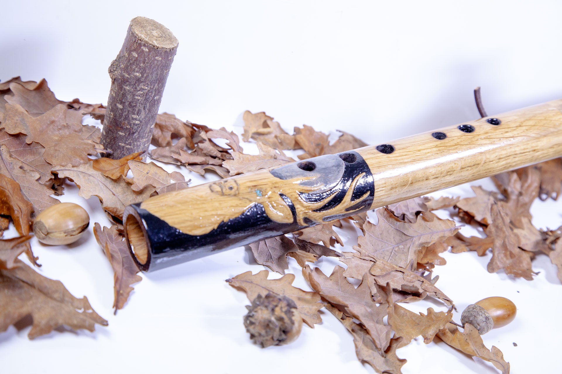 Hand Finished Oak, Ash & Mahogany (Deer Spirit) Flute in the Key of B flat 440Hz
