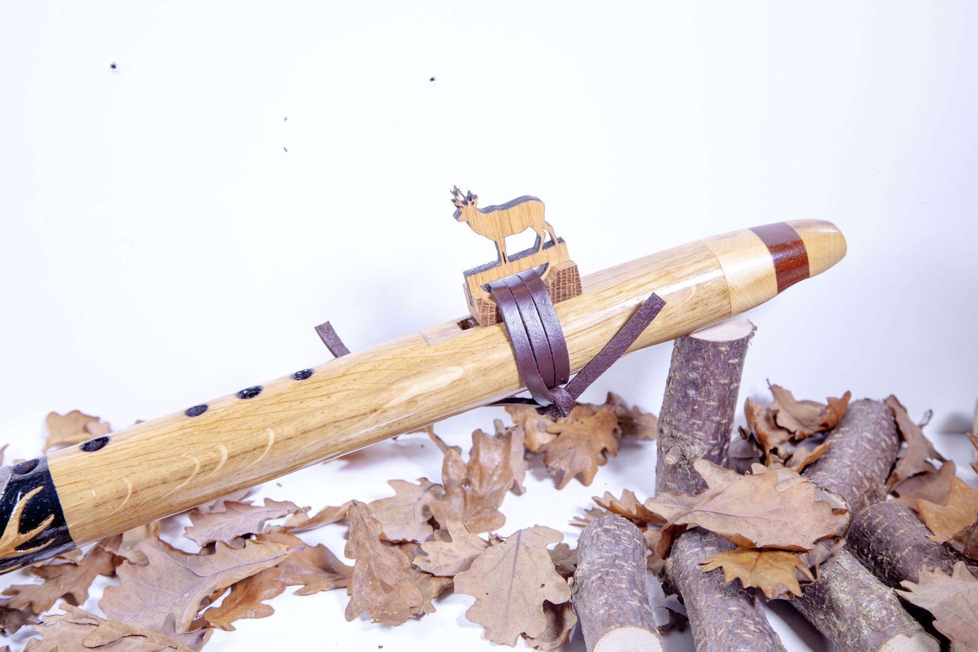 Hand Finished Oak, Ash & Mahogany (Deer Spirit) Flute in the Key of B flat 440Hz