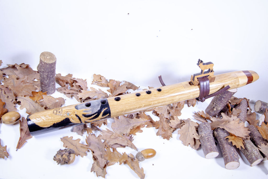Hand Finished Oak, Ash & Mahogany (Deer Spirit) Flute in the Key of B flat 440Hz
