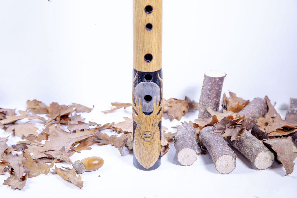 Hand Finished Oak, Ash & Mahogany (Deer Spirit) Flute in the Key of B flat 440Hz