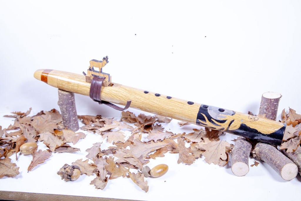 Hand Finished Oak, Ash & Mahogany (Deer Spirit) Flute in the Key of B flat 440Hz