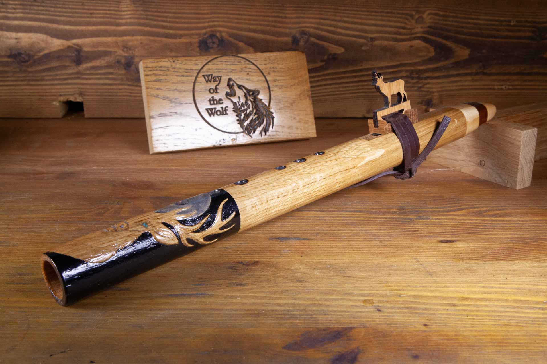 Hand Finished Oak, Ash & Mahogany (Deer Spirit) Flute in the Key of B flat 440Hz