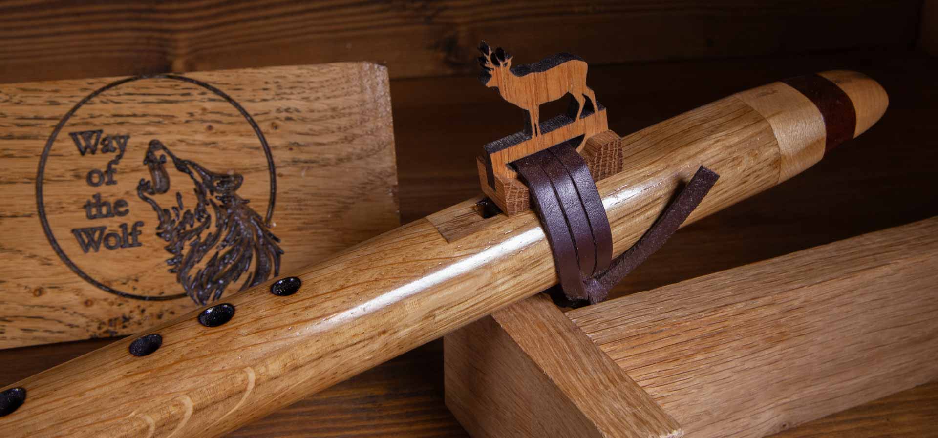 Hand Finished Oak, Ash & Mahogany (Deer Spirit) Flute in the Key of B flat 440Hz