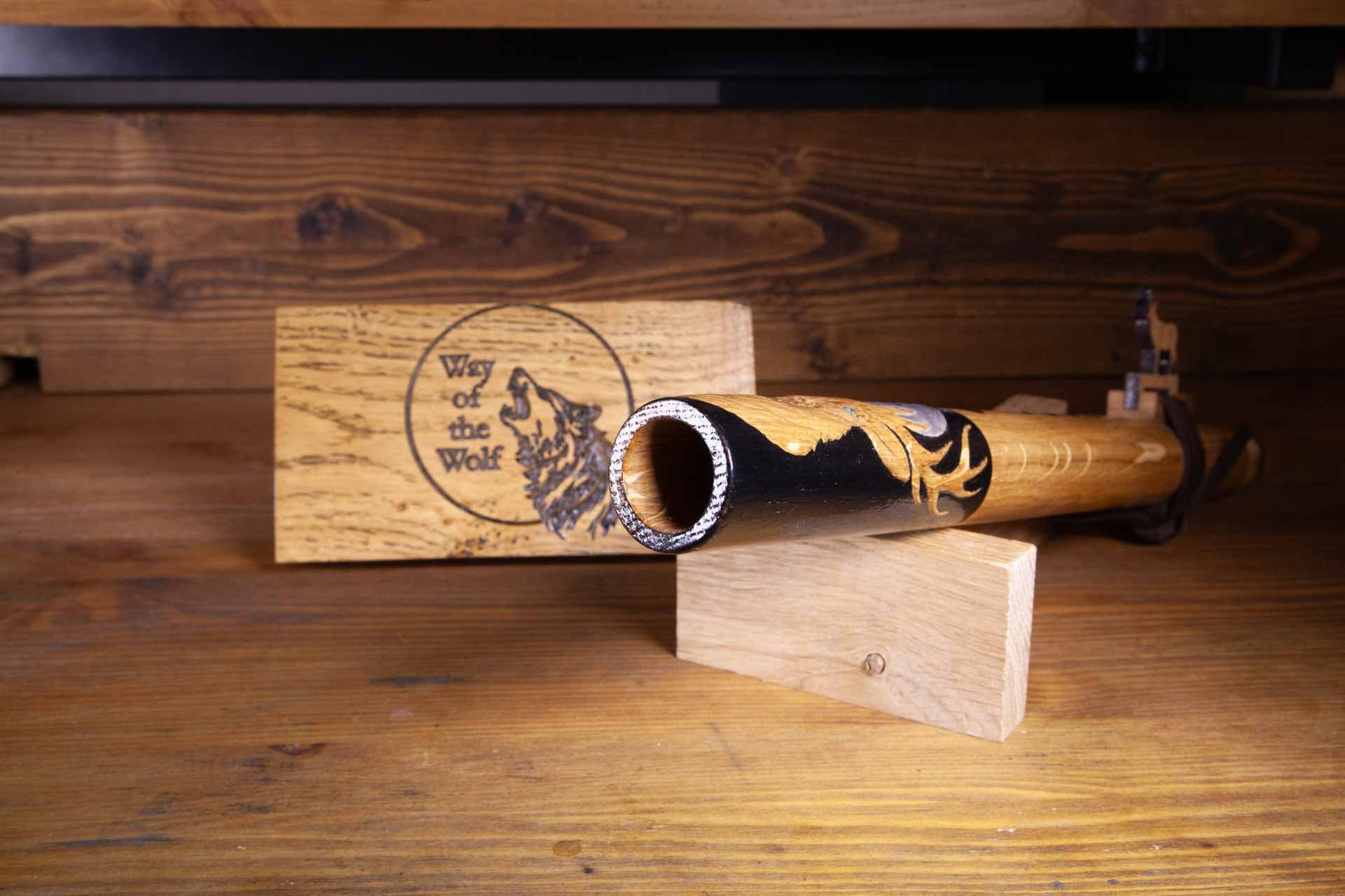 Hand Finished Oak, Ash & Mahogany (Deer Spirit) Flute in the Key of B flat 440Hz