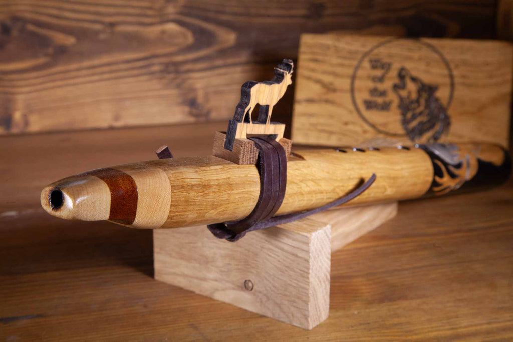 Hand Finished Oak, Ash & Mahogany (Deer Spirit) Flute in the Key of B flat 440Hz