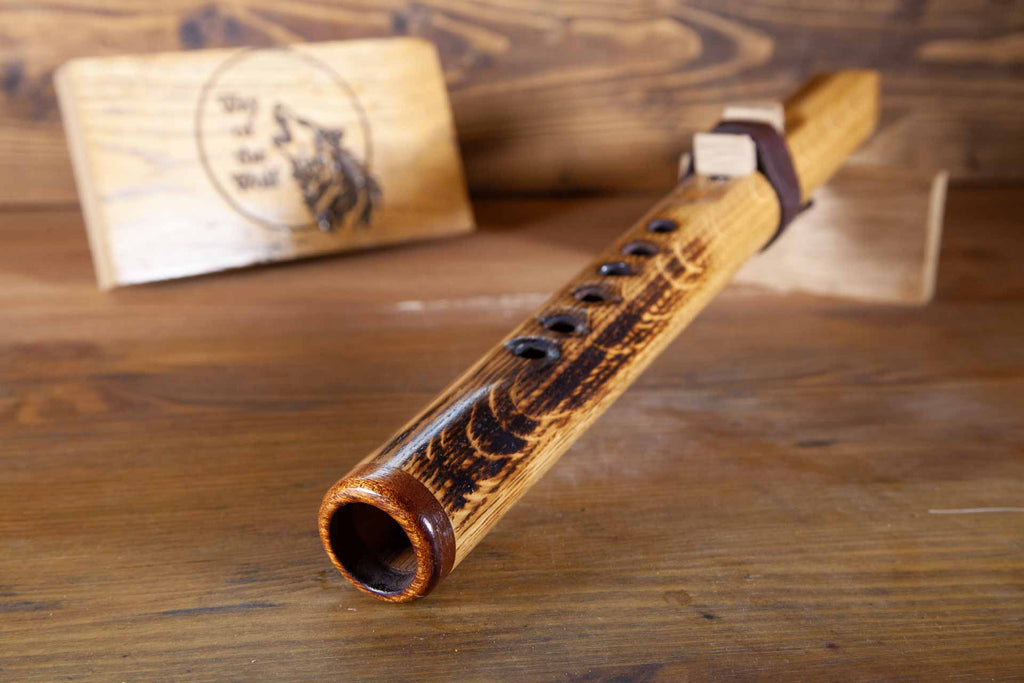 Oak Native American style Flute with Mahogany Tip. Key of C