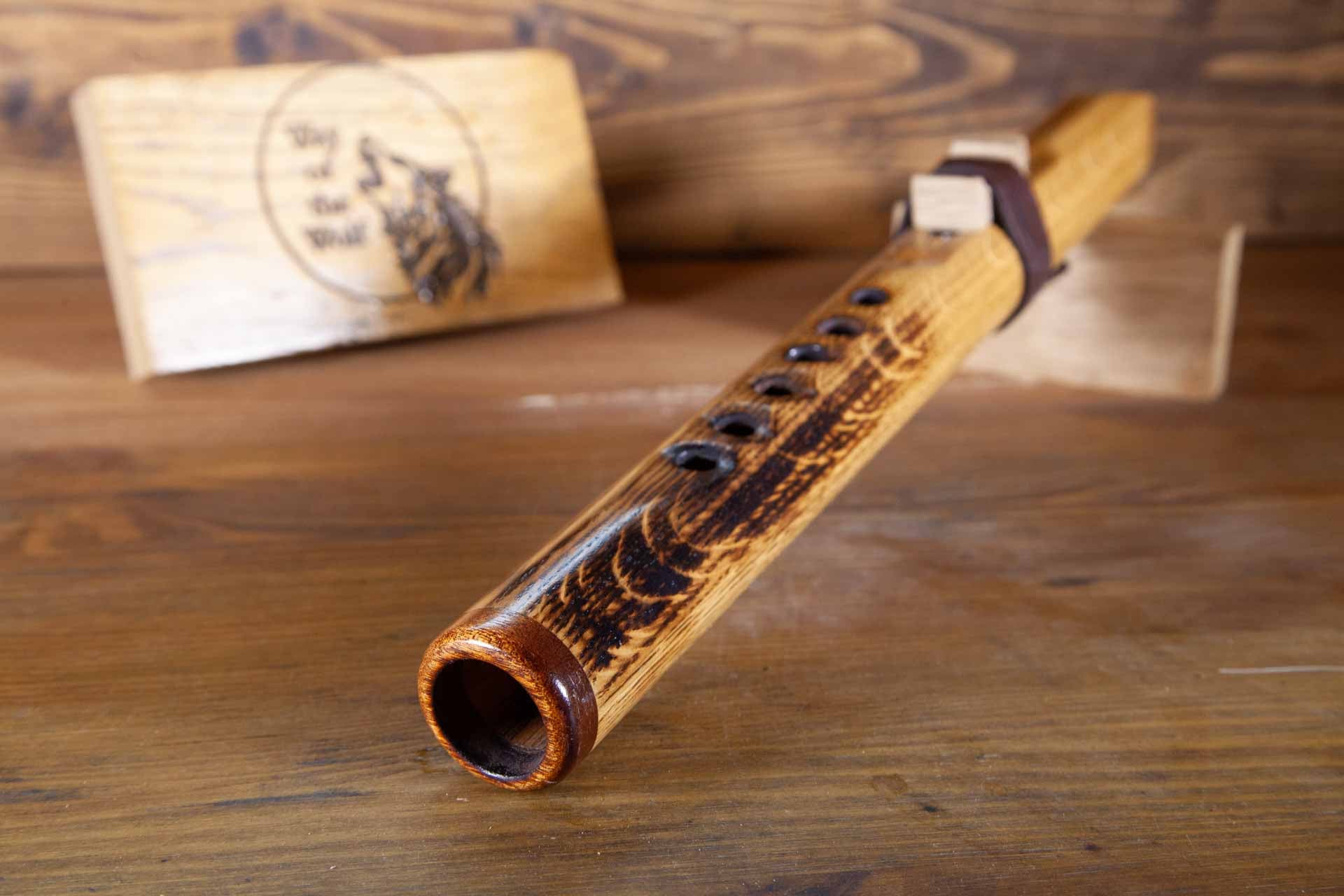 Oak Native American style Flute with Mahogany Tip. Key of C