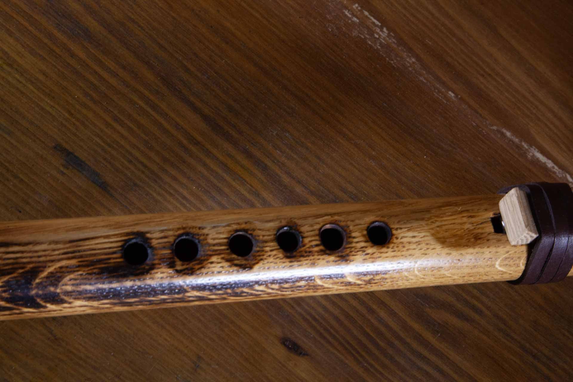 Oak Native American style Flute with Mahogany Tip. Key of C