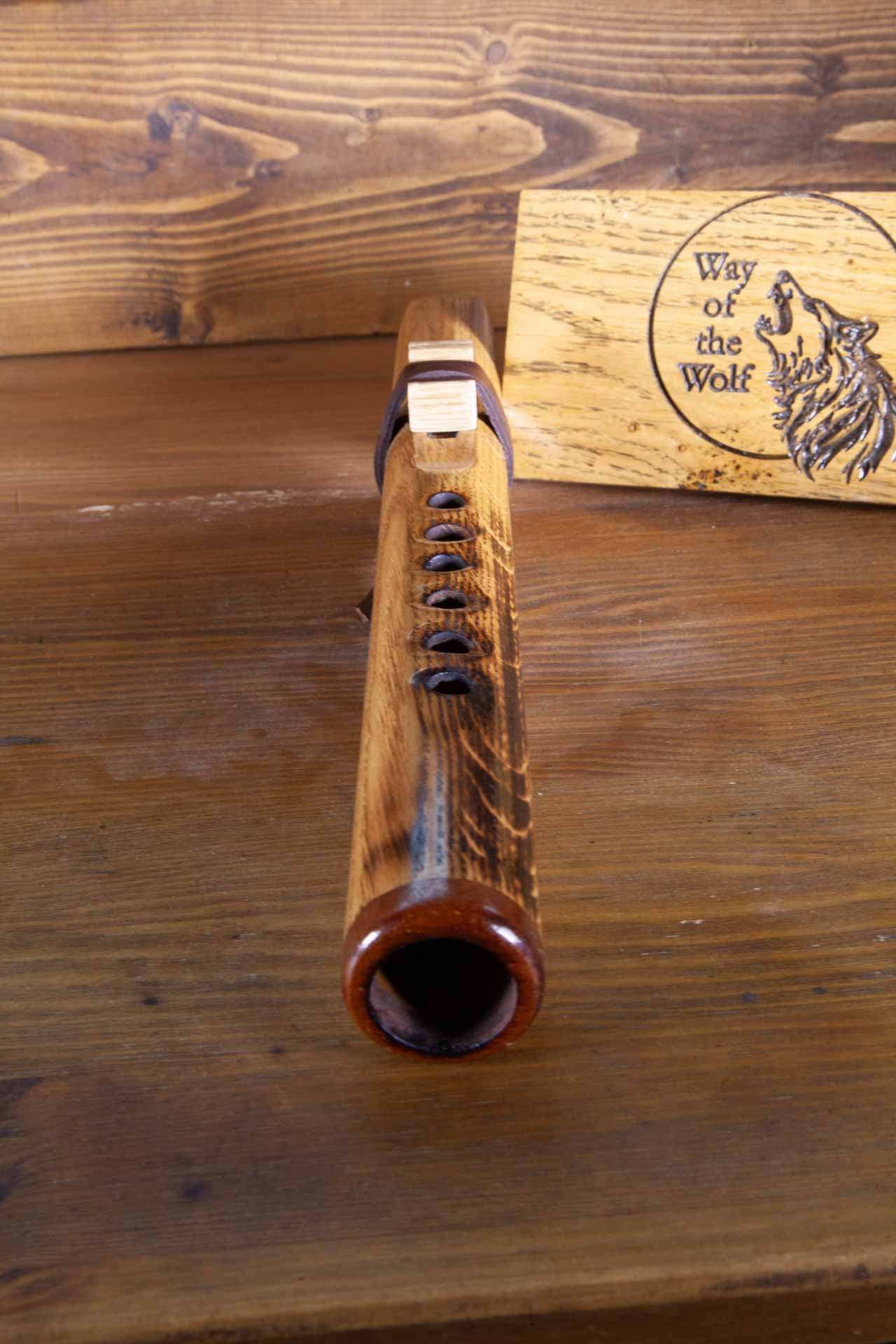 Oak Native American style Flute with Mahogany Tip. Key of C